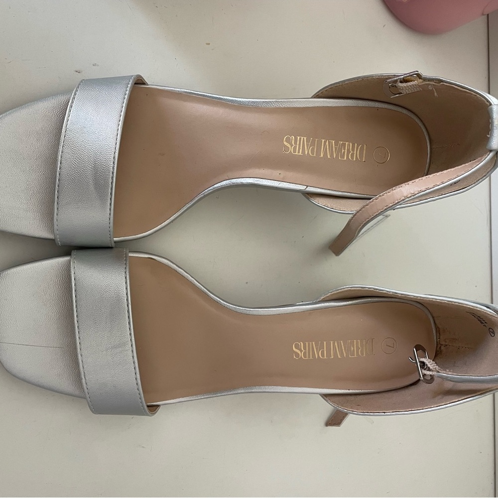 Dream Pairs Silver Open-Toe Heels